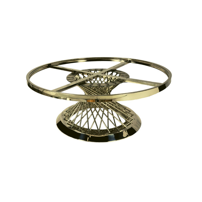 Runder Esstisch Spin – Schwarzes Glas + Goldrahmen 130
