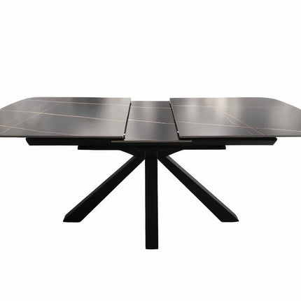 DINING TABLE OCTOPUS 160X90(200) + MATT BLACK SINTER STONE + BLACK TABLE LEGS
