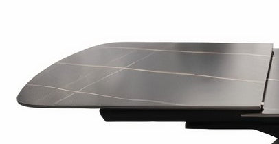 DINING TABLE OCTOPUS 160X90(200) + MATT BLACK SINTER STONE + BLACK TABLE LEGS