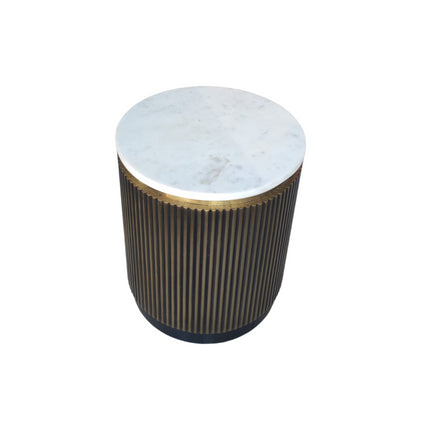 RIO Round Side Table - Gold Metal - 45x45x55 - White Marble