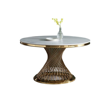 Rond Eettafel Spin - Zwart Glas + Goud Frame 130