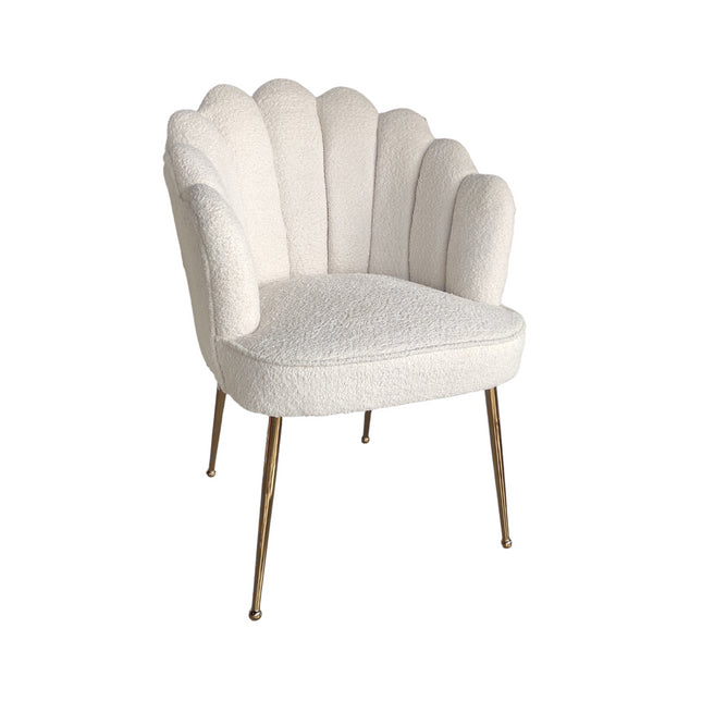 EXA "Eetkamerstoel -  Wit Linnen  + Gold poot"