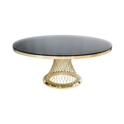 Rond Eettafel Spin - Zwart Glas + Goud Frame 130