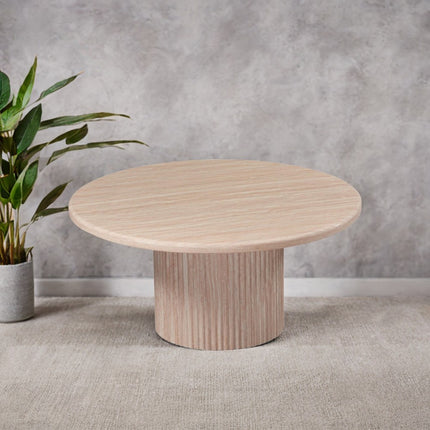 EXA Beige Stone - Round Dining Table Coffee Table - Marble Top (Ø 130 cm)