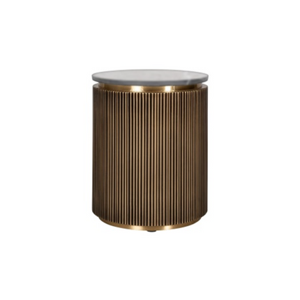 RIO Round Side Table - Gold Metal - 45x45x55 - White Marble