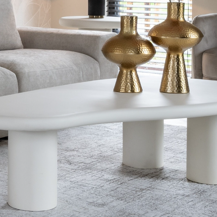 Organic Salontafel – Eco plaster afwerking Ovaal in Wit