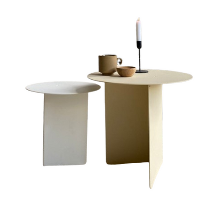 Round side table set - Lucca - White/Cream