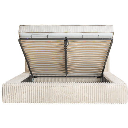 Ledikant Melody 160 x 200 Rib Teddy - Pearl Beige - Met Opbergruimte
