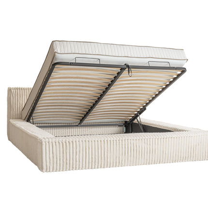 Ledikant Melody 160 x 200 Rib Teddy - Pearl Beige - Met Opbergruimte