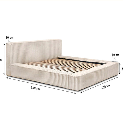 Ledikant Melody 160 x 200 Rib Teddy - Pearl Beige - Met Opbergruimte