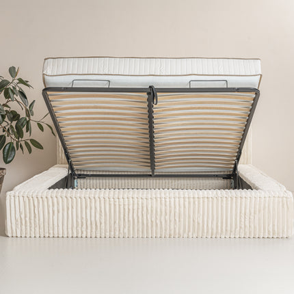 Ledikant Melody 160 x 200 Rib Teddy - Pearl Beige - Met Opbergruimte