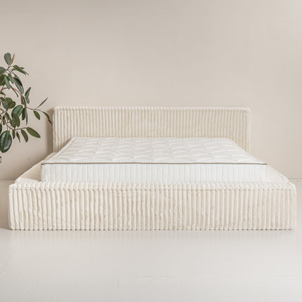 Ledikant Melody 160 x 200 Rib Teddy - Pearl Beige - Met Opbergruimte