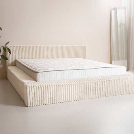 Ledikant Melody 160 x 200 Rib Teddy - Pearl Beige - Met Opbergruimte