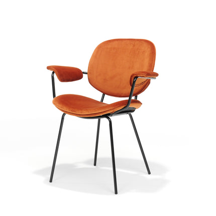 Armstoel Leanne zwart - Stof Velours Roest