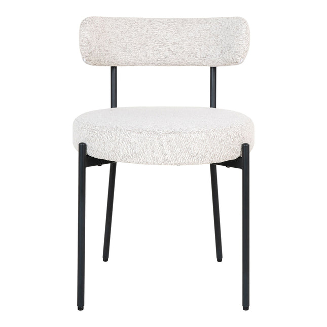 Badalona Dining Chair - Dining Chair, white bouclǸ with black legs, HN1270 (set of 2)