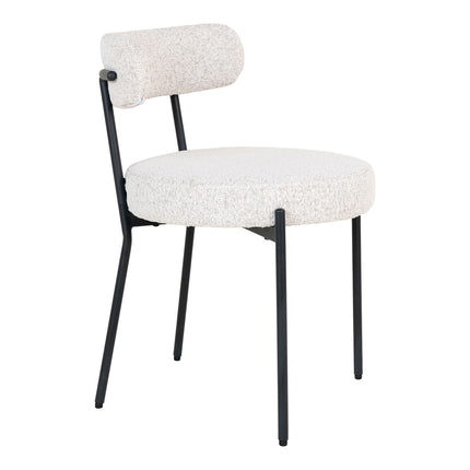 Badalona Dining Chair - Dining Chair, white bouclǸ with black legs, HN1270 (set of 2)