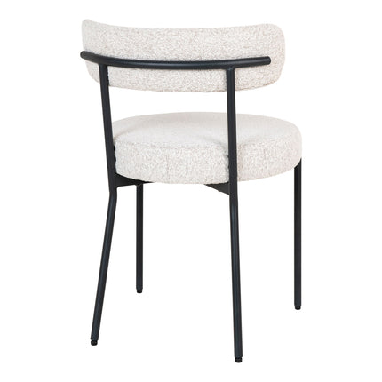 Badalona Dining Chair - Dining Chair, white bouclǸ with black legs, HN1270 (set of 2)