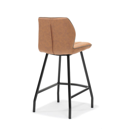 Barkruk Gino zwart stof Soft Cognac