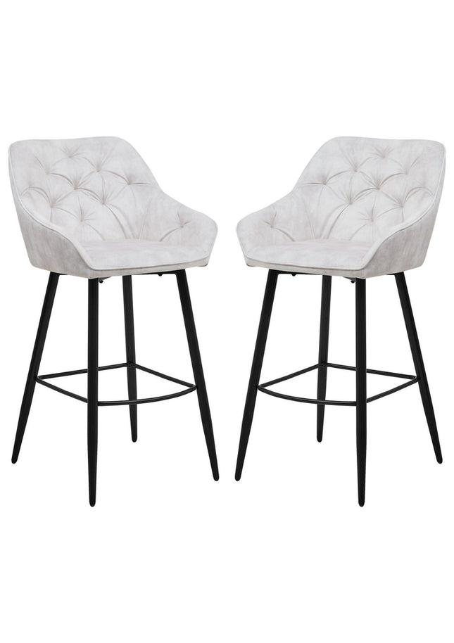 HSM Collection-Bar stool Liverpool S/2-56x61x107-Beige/Black-Fabric/Metal