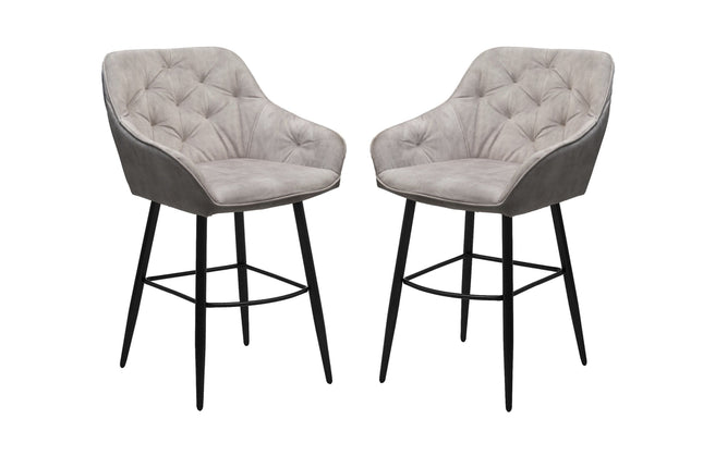 Liverpool bar stool - Set of 2 - 56x61x97 - Cream/black - Velvet/metal