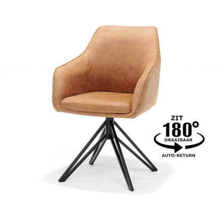 Berry armstoel draaivoet - Stof Soft Cognac
