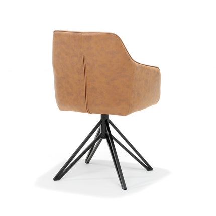 Berry armstoel draaivoet - Stof Soft Cognac