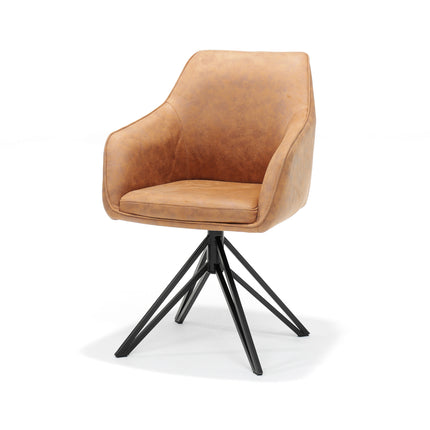Berry armstoel draaivoet - Stof Soft Cognac