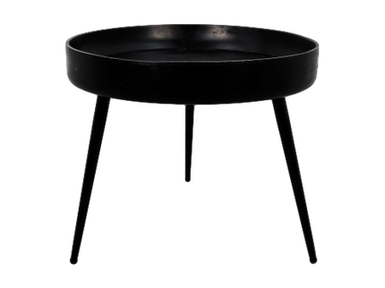 Ronde Bijzettafel Ventura-ø50x42-Zwart-Mango/Metaal