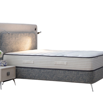Boxspring 180x200 Beige/Lichtblauw met Opbergruimte