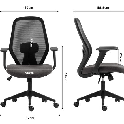 Bureaustoel 'Claude' Mesh Zwart/Grijs (1c)