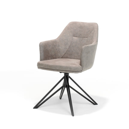 Calvin armstoel draaivoet zwart Stof Soft Pebble