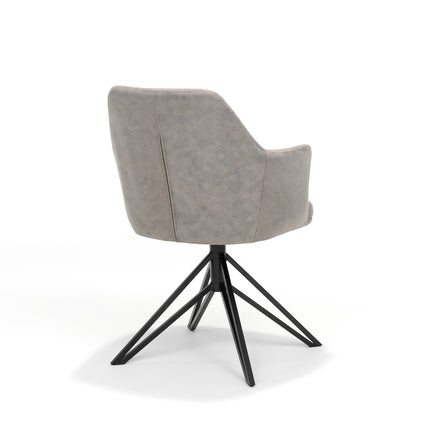 Calvin armstoel draaivoet zwart Stof Soft Pebble