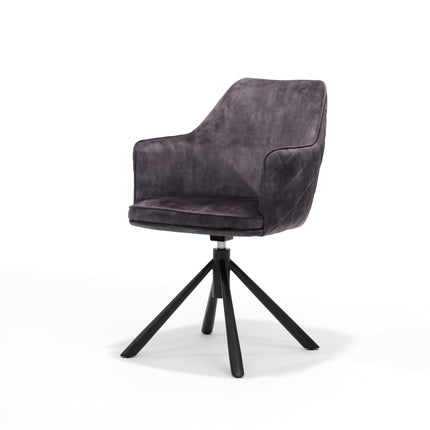 Clio T2 armstoel - Aurora Velours Antraciet, draaivoet 360