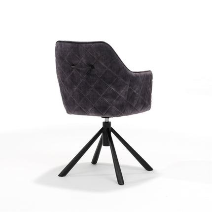 Clio T2 armstoel - Aurora Velours Antraciet, draaivoet 360