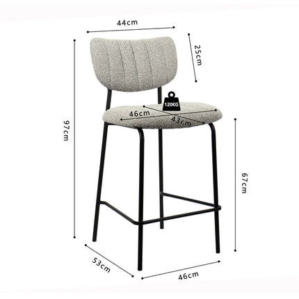 Counterstoel 'Antura' Stof Lichtgrijs (2 per doos)