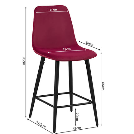 Counterstoel 'Boy' Fluweel Bordeaux (4 per doos)