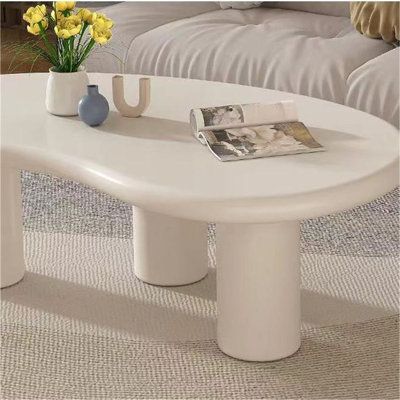 Organic Salontafel – Eco plaster afwerking Ovaal in Wit