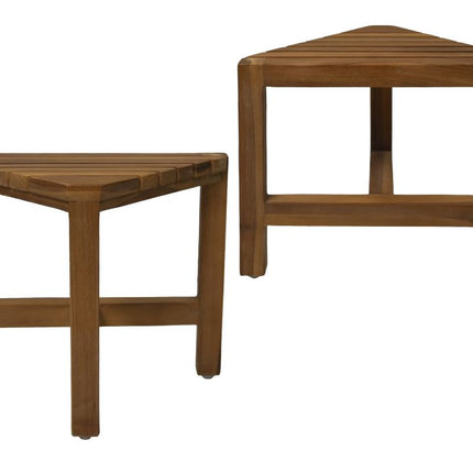 Dekorative Eckhocker – 38x20x32 – Natur – Teak – 2er-Set 
