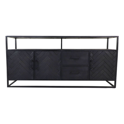 Sideboard Verona – 180x40x85 – Schwarz – Mangoholz/Eisen