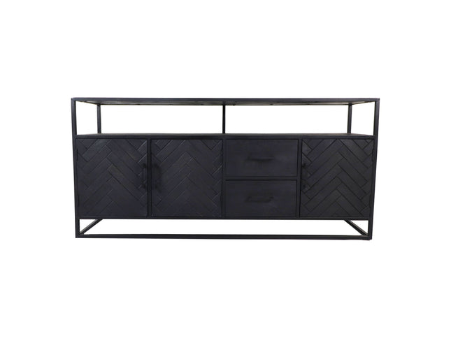 Sideboard Verona – 180x40x85 – Schwarz – Mangoholz/Eisen