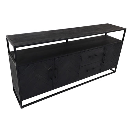 Sideboard Verona – 180x40x85 – Schwarz – Mangoholz/Eisen