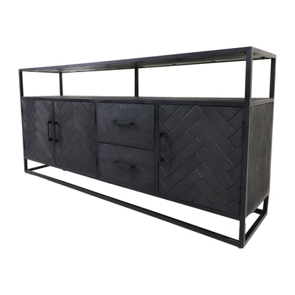 Sideboard Verona – 180x40x85 – Schwarz – Mangoholz/Eisen