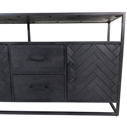 Sideboard Verona – 180x40x85 – Schwarz – Mangoholz/Eisen