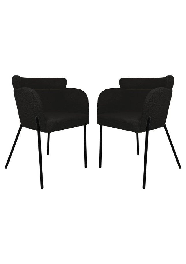 Eetkamerstoel Luca - Antraciet - Stof/metaal - Set van 2