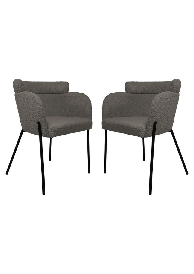 Eetkamerstoel Luca - Lichtgrijs - Stof/metaal - Set van 2