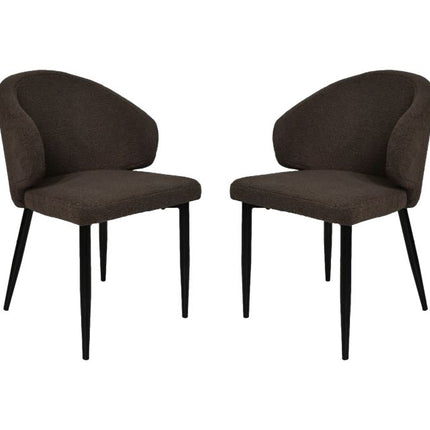 Esszimmerstuhl Yuna - Espresso - Teddy/Metall - 2er-Set