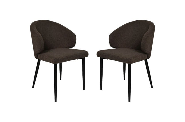 Esszimmerstuhl Yuna - Espresso - Teddy/Metall - 2er-Set