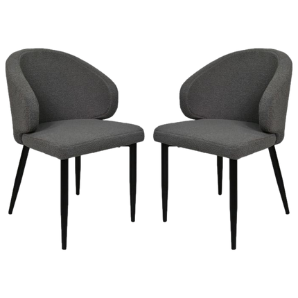 Dining chair Yuna - Grey - Teddy/metal - Set of 2