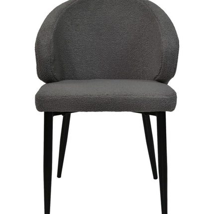 Dining chair Yuna - Grey - Teddy/metal - Set of 2