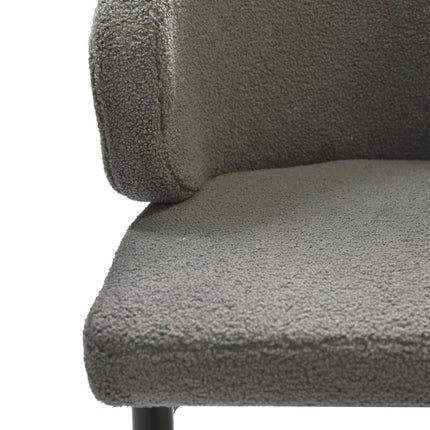 Dining chair Yuna - Grey - Teddy/metal - Set of 2
